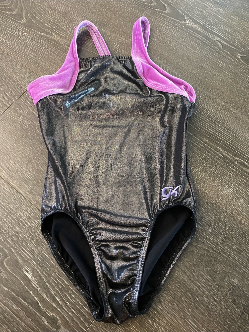 GK Kids Black and Purple Shiny Leotard